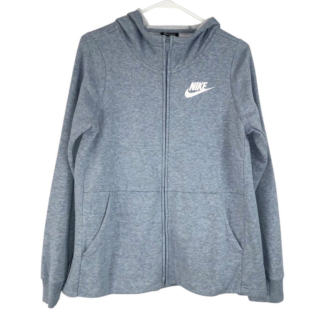 Nike Blue Heather Long Sleeve Hooded Zip Up Sweater Size XL w/Pockets